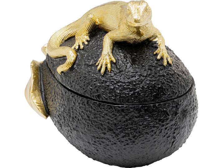 Dose KARE DESIGN Dekodose Avocado Lizard 15cm , schwarz, B:16,5cm H:15cm T:11cm, Polyresin (Kunststein), Aufbewahrungsboxen, Dose, ideal für Schmuck, Schlüssel, Kleingeld, Haargummis u.a. Kleinteile