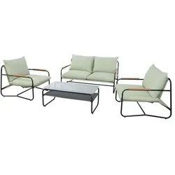 Proloisirs, Gartenlounge, Niedrige Gartenlounge-Garnitur – Aluminium – – 4 Personen – Graphit – Inkl. Kissen