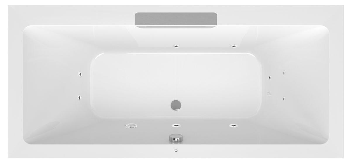 Polysan CASCATA Whirlpool-Badewanne, 185x85x45cm, Kaskade Edelstahl, Active Hydro, Chrom