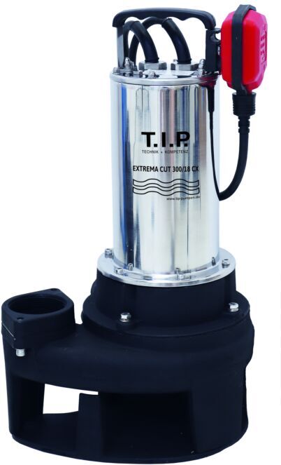 T.I.P. Schmutzwasser Baupumpe - Edelstahl mit Schneidwerk, 18.000 l/h,  50 mm Korngröße, bis 90°C, Extrema CUT 300/18 CX 30277