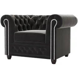 CHESTERFIELD-SESSEL Nyx Schwarz Samt