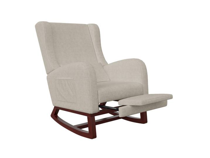 Shopentra Schaukelstuhl beige samt beinauflage kissen inkl, Beige, 64x99x67 cm, Wohnzimmer, Sessel, Schaukelstühle