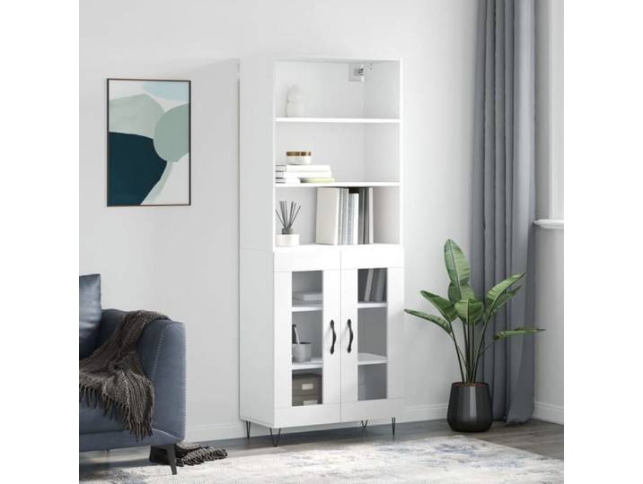 Automne/hiver  Buffet Armoire haut Vaisselier - Buffet Pour Salon/Bureau - Blanc 69 5x34x180cm - bois d'ingénierie Nove7206821