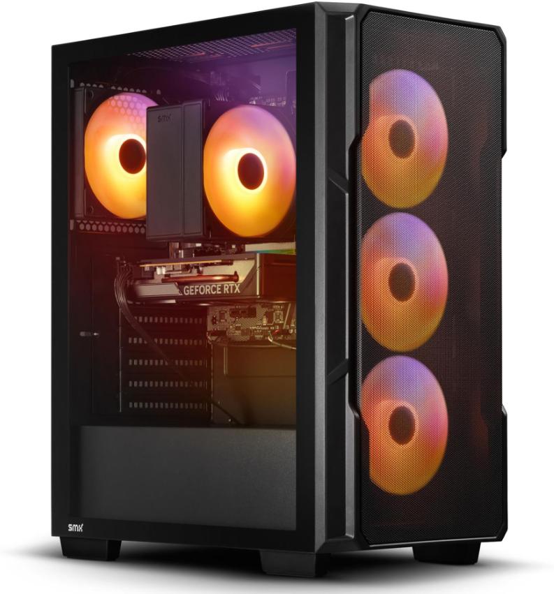 SMX BattleStation M8A- Intel Core I5-14400F, RTX 5050 8GB, 32GB RAM, 1TB SSD, ARGB-Beleuchtung - Gaming PC