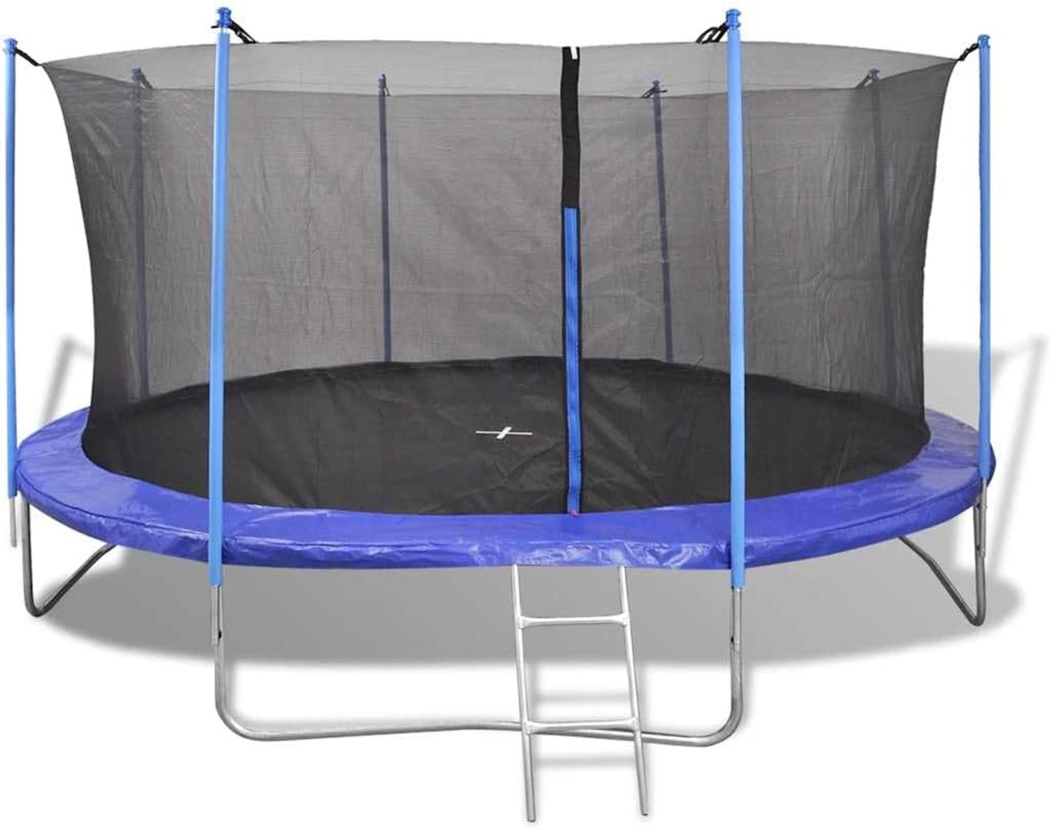 Springkussen met veiligheidsnet en ladder, blauw/zwart, 457 cm