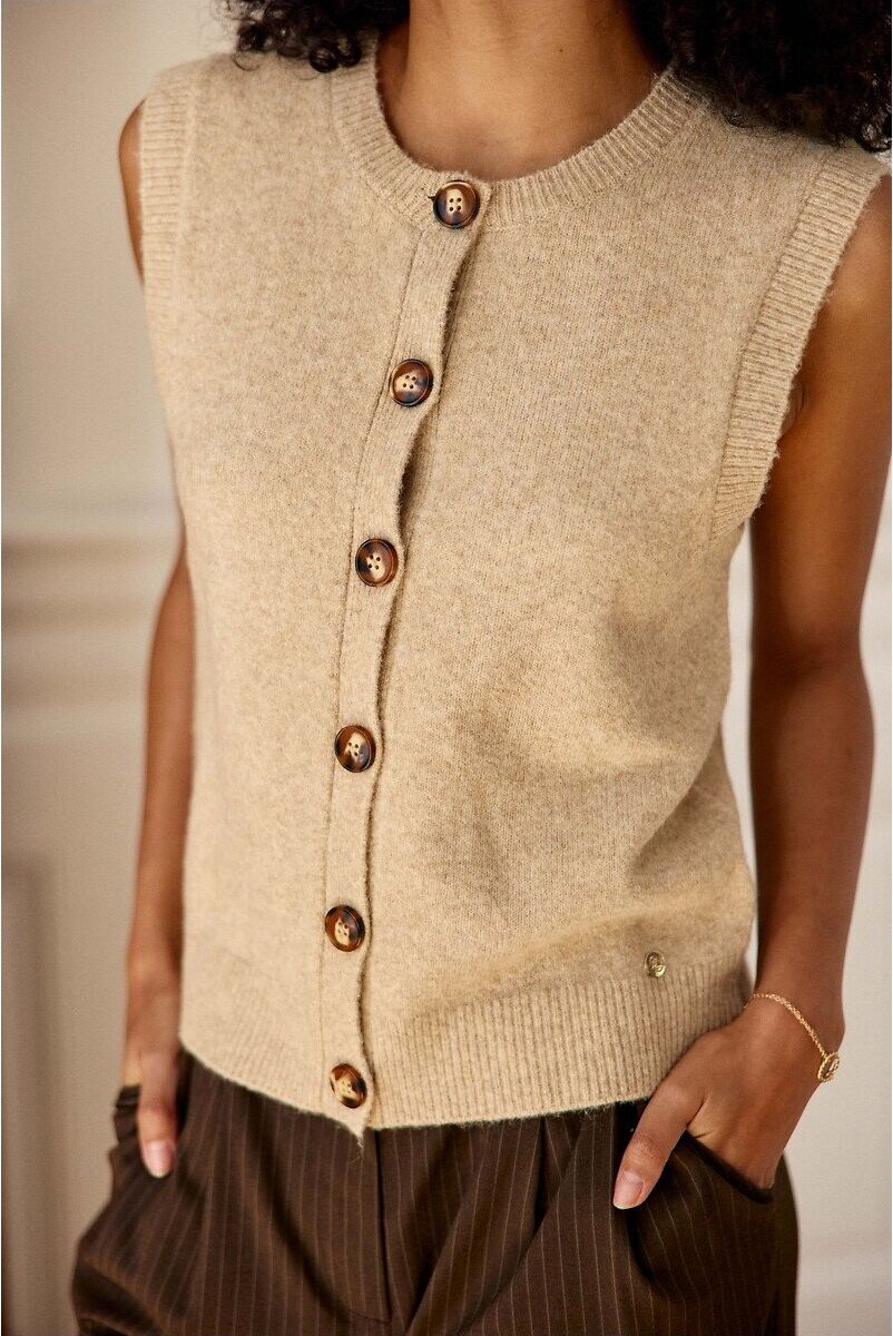 LA PETITE ETOILE Gilet col rond sans manches boutonné, MORINI