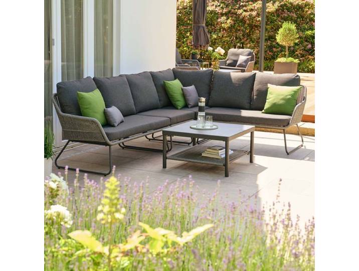 Siena Garden Kansas Ecklounge inkl. Loungetisch Aluminium/Geflecht Dunkelgrau