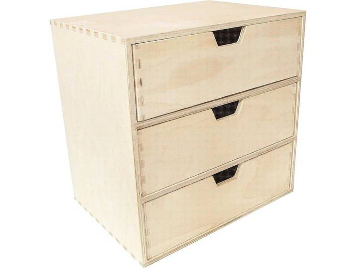 Mini Commode en Bois - Creative Deco - 3 Tiroirs - Coffre Beige Parfait à Décorer Peindre