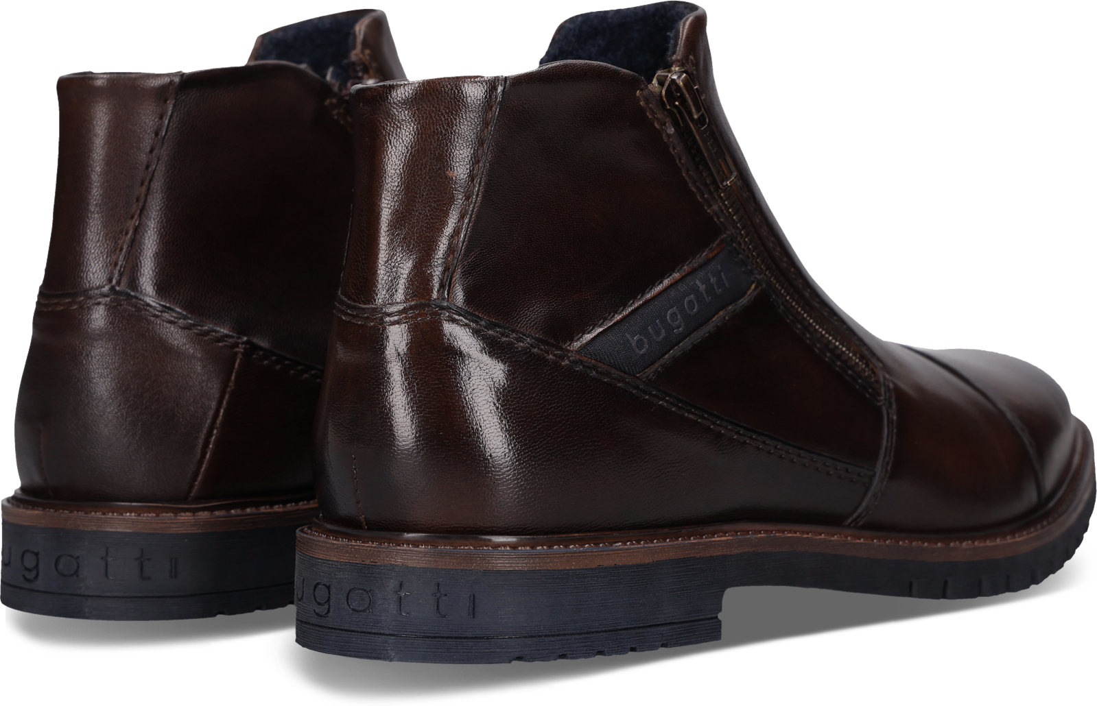 Stiefelette BUGATTI, Herren, Gr. 40, Textil, braun (dunkelbraun), Leder, Basic, Schuhe Stiefelette, Boots mit beidseitigen Reißverschlüssen