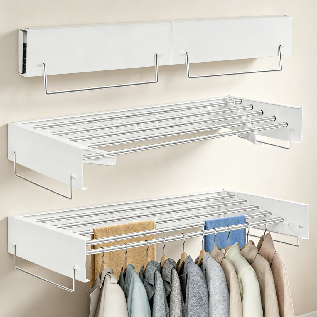 Brayden Studio Wall Mounted Clothes Drying Rack 10cm H X 40cm W X 80cm D