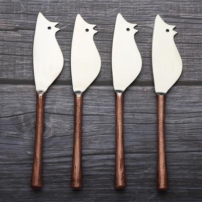 INOX ARTISANS Camellia Cheese Spreader/Knife 4 Pc. Set