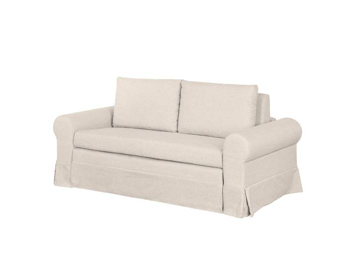 Canapé-lit Country avec housse Beige/Crème Tissu Doran 185cm Maison de campagne