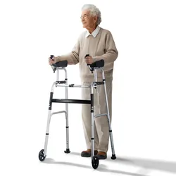 VEVOR 2-in-1-Gehhilfe, zusammenklappbar, mit abnehmbaren Armlehnen, höhenverstellbar, zusammenklappbar, mit 5-Zoll-Vollrädern, leichtes Aluminium | Mobilitätshilfe mit Vorderrädern für ältere und behinderte Menschen, 204 kg