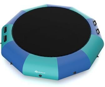 Costway 12 Feet Inflatable Splash Padded Water Bouncer Trampoline-Blue