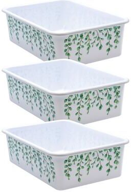 Teacher Created Resources Eucalyptus Large Plastic Storage Bin, Pack of 3