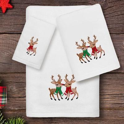Linum Home Textiles Llc Christmas Kisses Bath Towel Set Bath Hand Fingertip, Bath Hand Fingertip, White