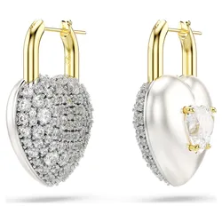 Swarovski  Idyllia Drop-Ohrhänger Verschiedene Schliffe, Herz, Weiß, Goldlegierungsschicht