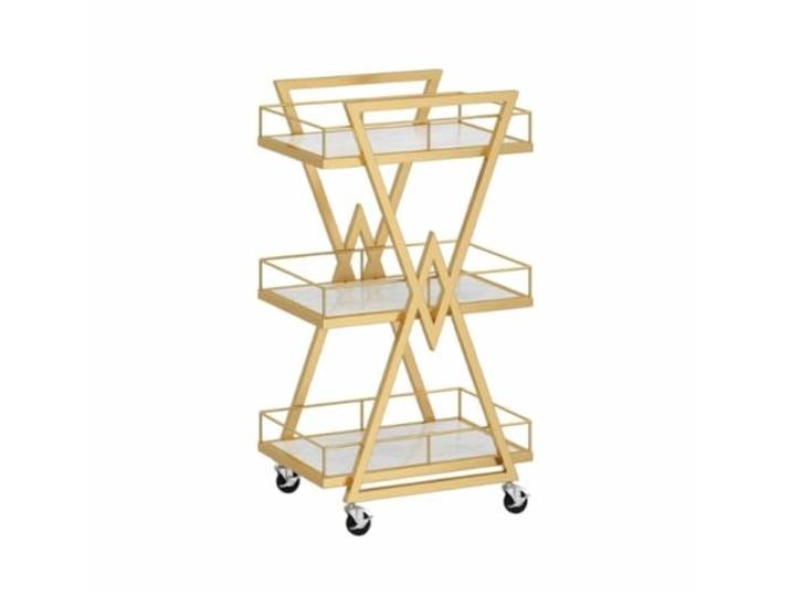 DFHetFH Rollwagen 3-stufiger Rollwagen, Küchen-Aufbewahrungswagen Aus Eisen Mit Rädern, Aufbewahrungswagen, Servierwagen Öko-Brett Für Zuhause Und Hotel Küchenwagen(Gold)