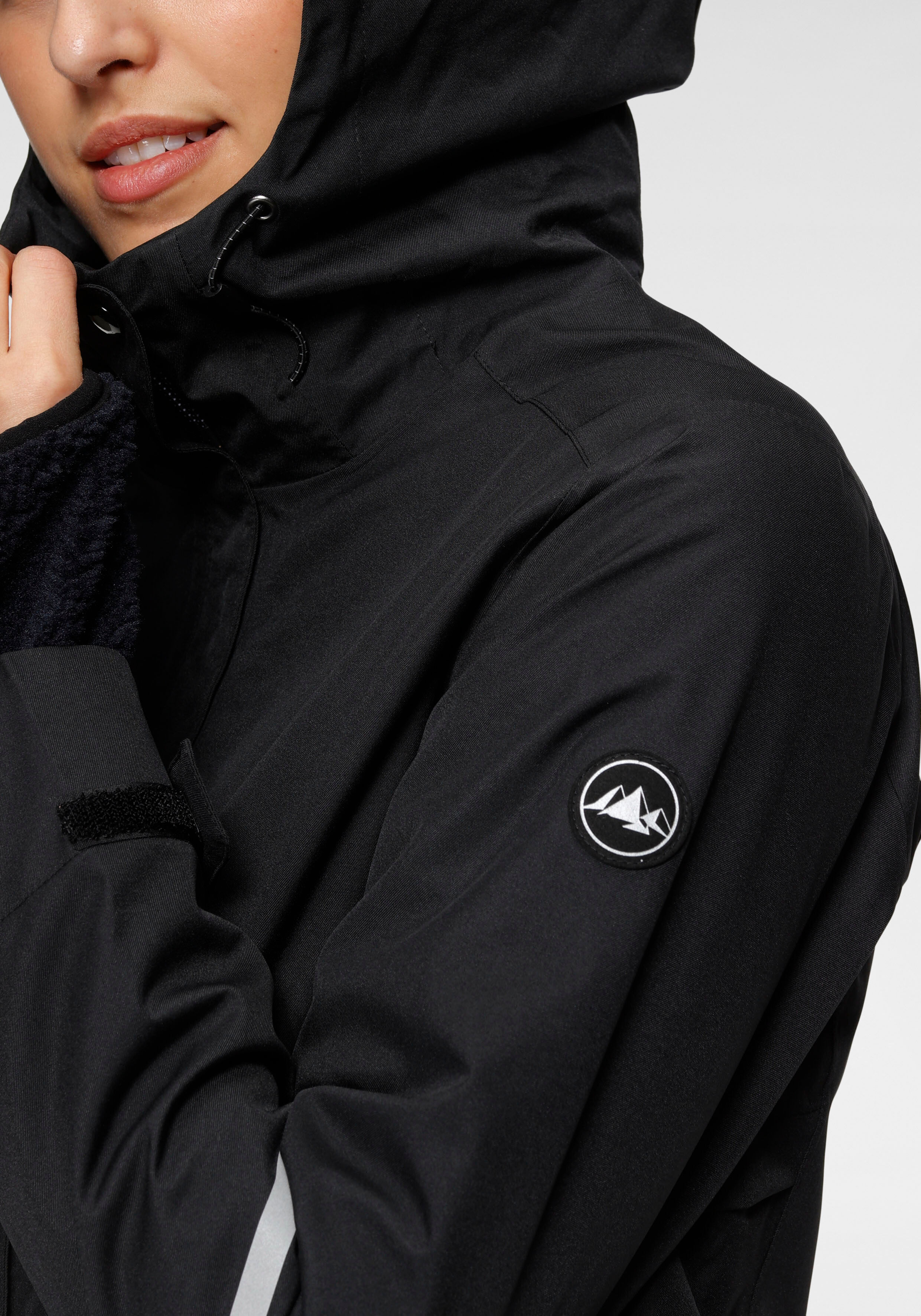 Regenjacke POLARINO, Damen, Gr. 40, schwarz, Obermaterial: 100% Polyester, eingesetzt mit Klettverschluss, Jacken Regenjacke, für Übergang und Regenwetter, mit regulierbarem Elastikband