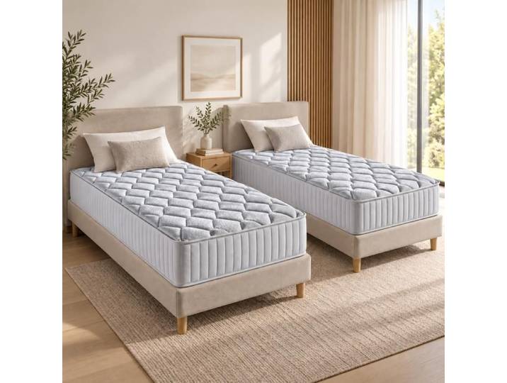 Lot de 2 Matelas memoryplus à ressorts épaisseur 3 cm face de contact latex Matelas face de contact latex en 75 Kg-m3 - 90x190 cm