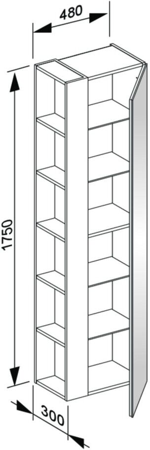 Keuco Hochschrank X-Line 33131, Regal links trüffel/Glas trüffel, 480x1750x300mm, 33131140002 33131140002