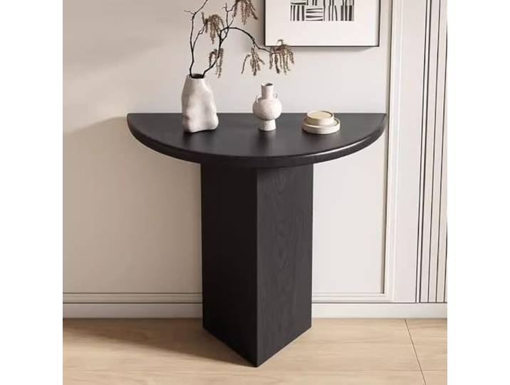 HLDJYLZS Massivholz Konsolentisch, Halbmond Eingangstisch Modernes Design Dicke Massivholzplatte, stabile Konstruktion, platzsparendes Halbmond-Design für Flur, Eingang, Foyer und Wohnzimmer