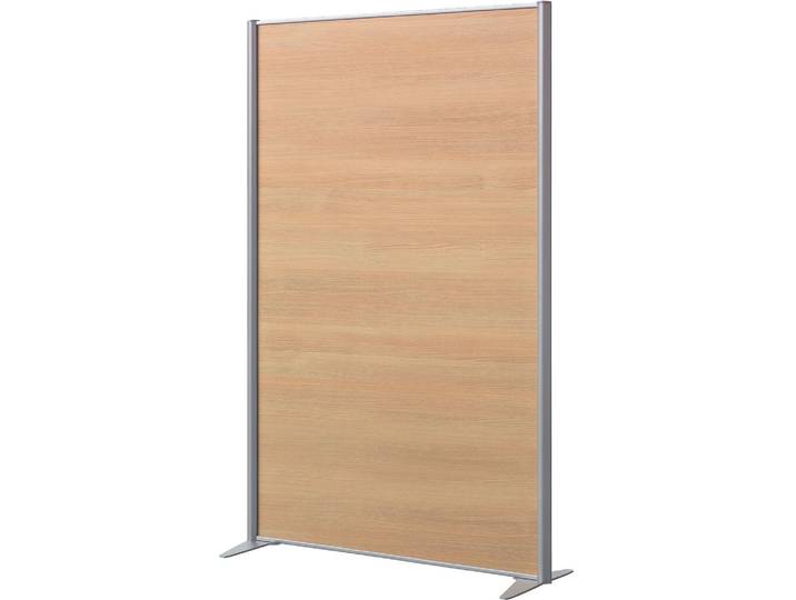 Cloison de séparation pleine B-Zen - L 122 x H 180 cm - Bois antibactérien hêtre - Pied fixe couleur aluminium - Cloisons de séparation - Bruneau