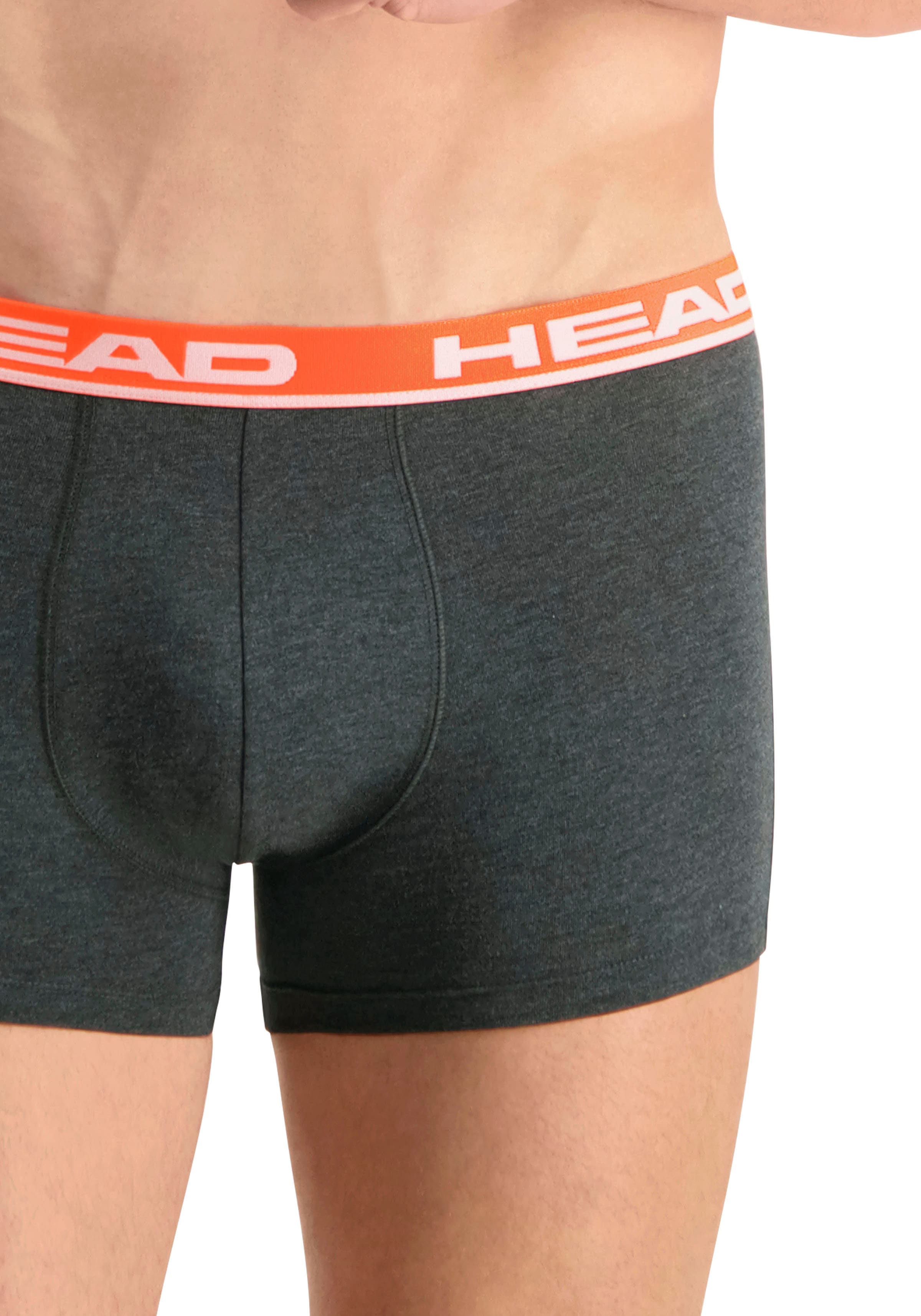 Boxer HEAD "HEAD BASIC BOXER 2P", Jungen, Gr. S, grau (grau, rot), Obermaterial: 95% Baumwolle, 5% Elasthan, unifarben, körpernah, Unterhosen Boxer, mit elastischem Logobund grau, rot S