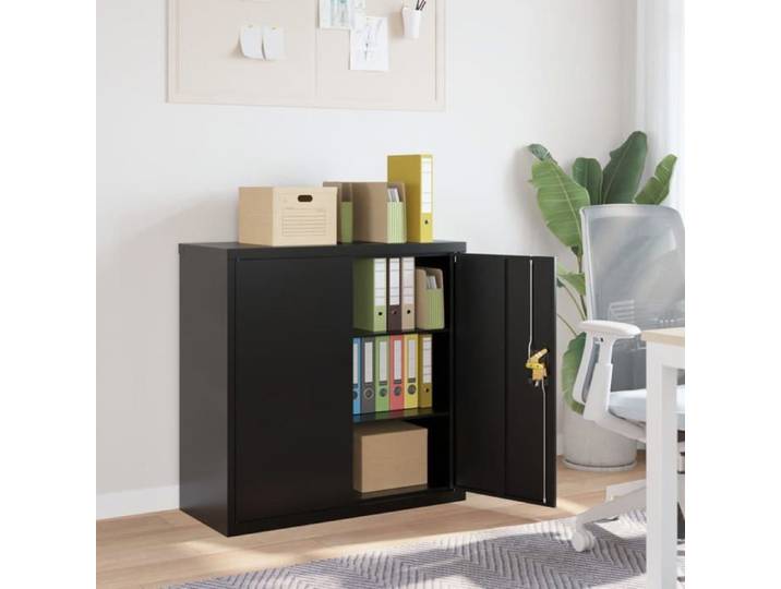 Solde d'automne Classeur/Meuble classement - RUIGOU - Bibliothèque/armoire de rangement noir 90x40x90cm acier LEM14467
