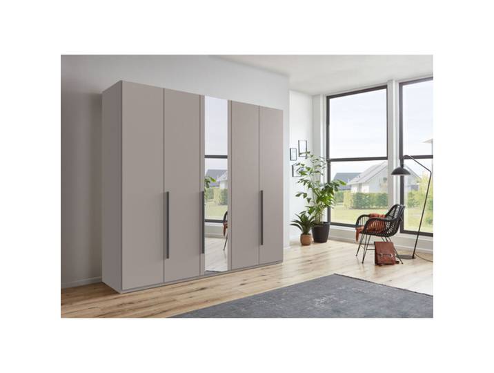 Kleiderschrank Annie Saharagrau - Griffe Grafit Mischholz B 225 cm