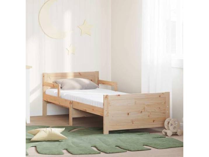 Massives Kiefernholz Skandinavische Eleganz Rechteckform Braun 80 x 200 cm Bettgestell mit Matratze Kiefernholz Braun 80x200 cm Massivholz Lattenrost Schlafzimmer Komplettset