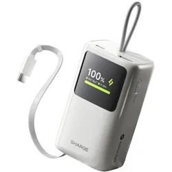Sharge Retractable 45 WHI (10000 mAh, 45 W), Powerbank, Weiss