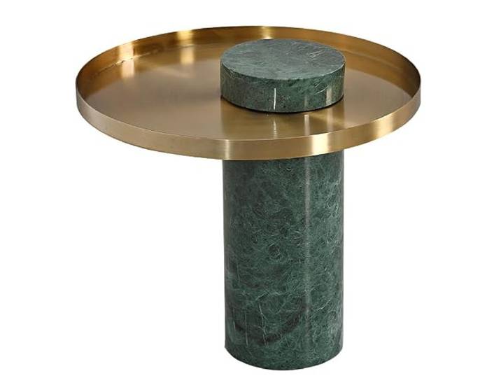 YCCHAH Sofatisch Marmor-Couchtisch, runder Sofa-Ecktisch, Edelstahl-Beistelltisch, Wohnzimmer, Kleiner Teetisch Wohnzimmer-Beistelltisch