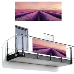 BALKON-SICHTSCHUTZ Lavendelfeld - Sonnenuntergang - Lila - Blumen Balkon Deko 300x130 cm