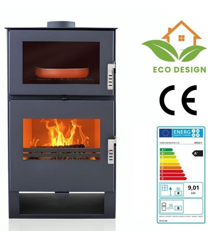 Verso Moderne kachel model F, 9 kW, energie-efficiëntie A+, H x B x D: 1000 x 530 x 420 mm