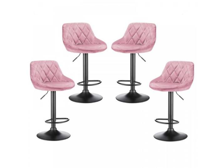 YIPEEMA. LOT DE 4 - SURFACE DE TABOURET EN VELOURS - CHAISE DE BAR SPOON - ROSE - 35*37*84.5-105CM.