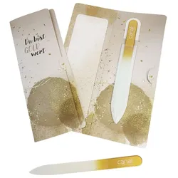 Glasnagelfeile gold "Du bist gold wert" - Geschenk 1 St
