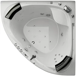 Jet-Line, Badewanne, Whirlpool VILLA SABRINA weiss 1,6x1,6 m Vollausstattung Wasserfall umlaufend (160 cm, 160 cm)