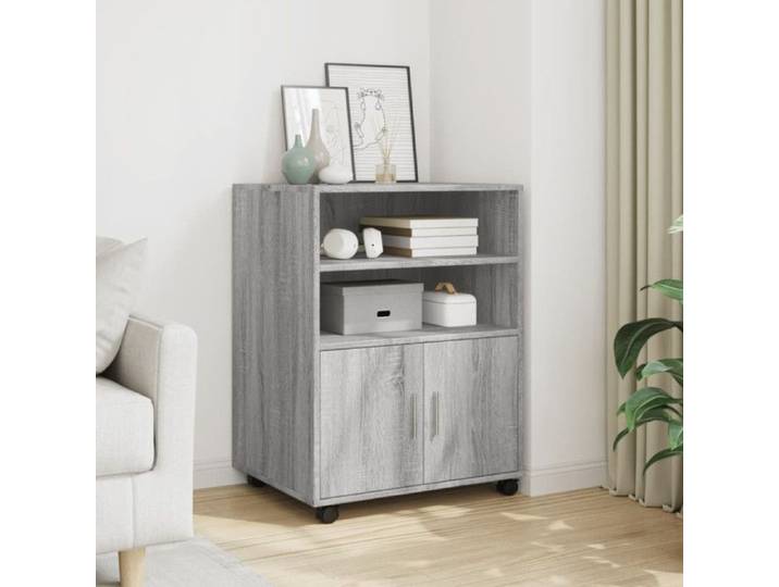 Armoire à roulettes sonoma gris 60x48x81 cm bois d ingénierie