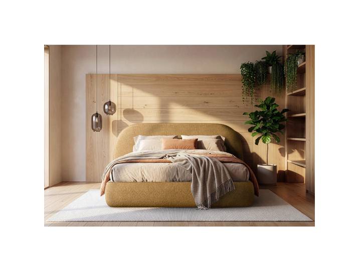 Mid.you Polsterbett, Honig, Kunststoff, 160x200 cm, Bettkasten, Lattenrost, gepolstertes Kopfteil, Stoffauswahl, in verschiedenen Größen erhältlich,alternative erhältlich, Schlafzimmer, Betten, Polsterbetten