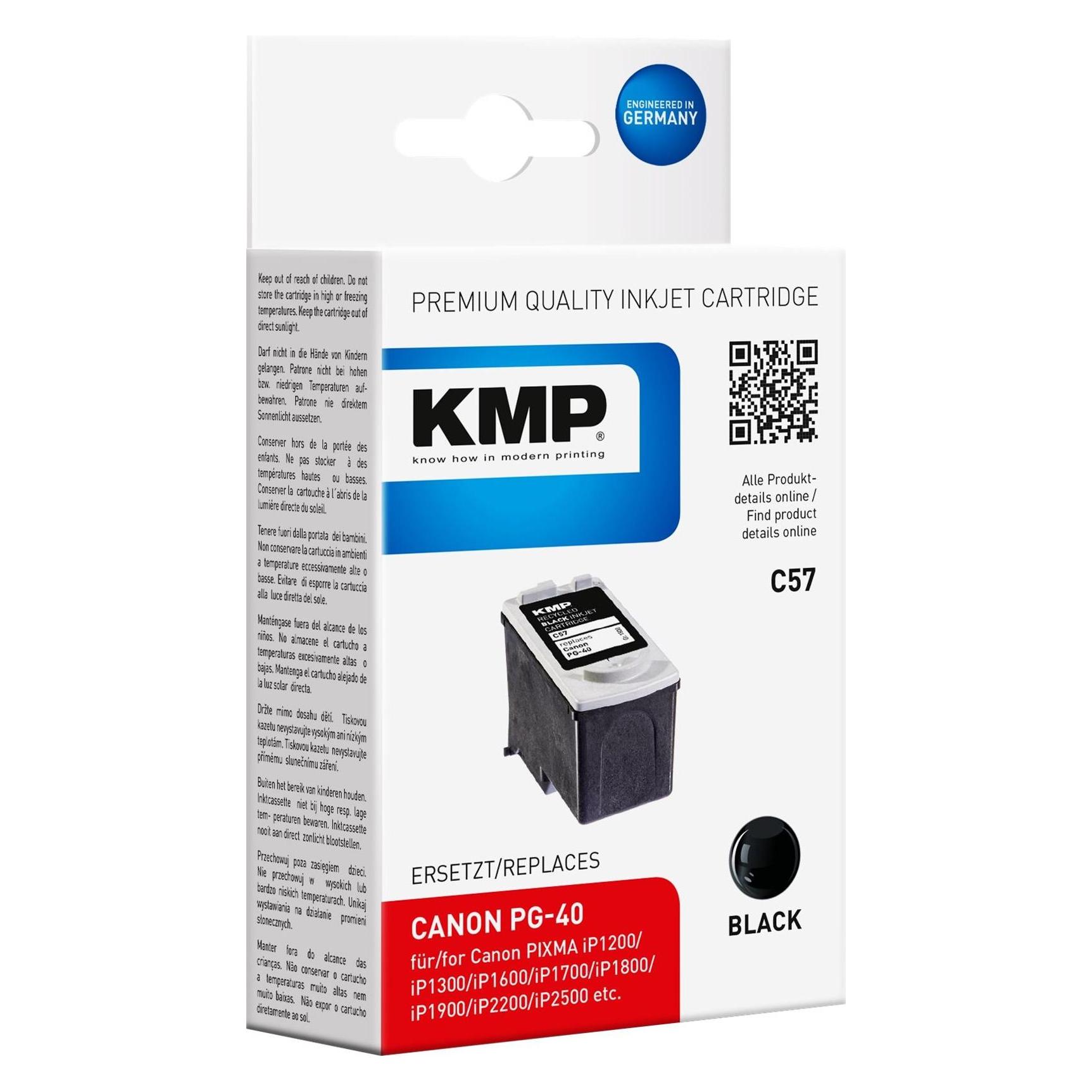 KMP C57 Tintenpatrone kompatibel mit PG-40 (BK) (1500,4001)