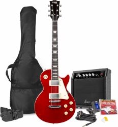 GigKit Elektrisk Guitar Pakke LP Stil Mørkerød TILBUD NU