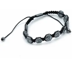 Magnetic Hematite Shamballa Bracelet -  Hexagon Skulls