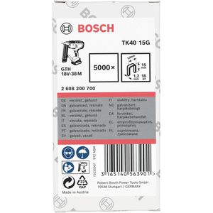 Bosch Tackerklammern Professional TK40 15G, 15mm, Schmalrückenklammern, Typ TK40, 5000 Stück