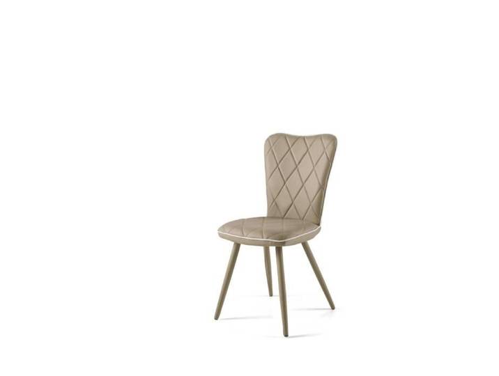 Ensemble de 2 chaises LENA en simili cuir avec profils contrastés taupe