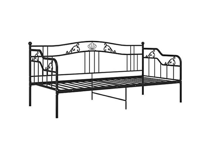 vidaXL Schlafsofa Bettgestell Tagesbett Metallbett Bettsofa Einzelbett Bett Sofabett Gästebett Sofa Couch Jugendbett Schwarz Metall 90x200cm