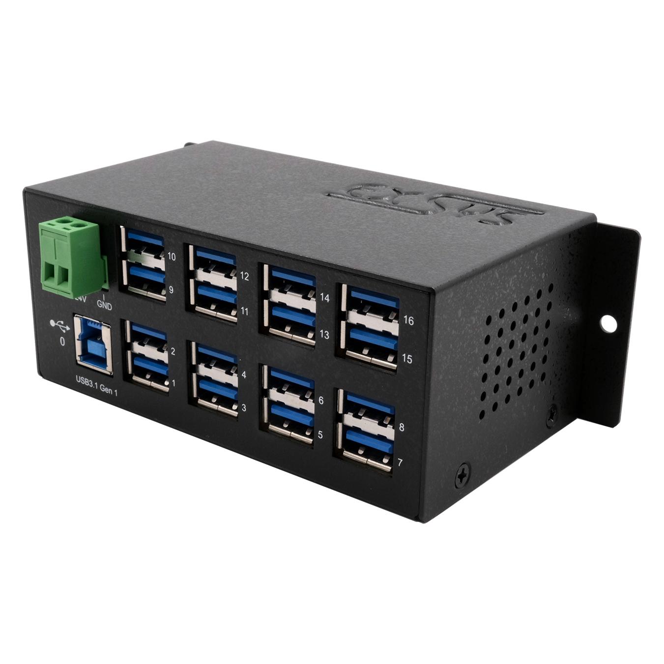 Exsys EX-1113HMS, 16xUSB 3.0/3.1 MetallHUB (USB-B, 16 Ports) (EX-1113HMS)