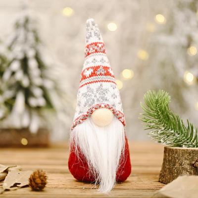 Snug & Styled Snowflake Knitted Christmas Gnome Doll Ornament For Holiday Home Decor c