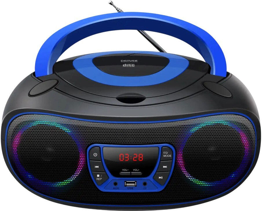 Denver TCL-212BTP Bluetooth Boombox m. CD Afspiller - Sort / Blå