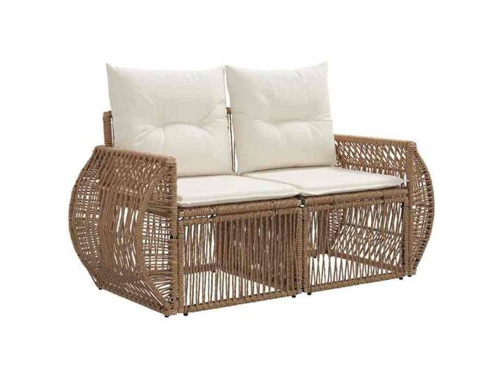 Sofa - Canapé de jardin 2-nombre de places - - polyrotin - beige - 140 x 62 x 70 cm - pieds réglables 1565952